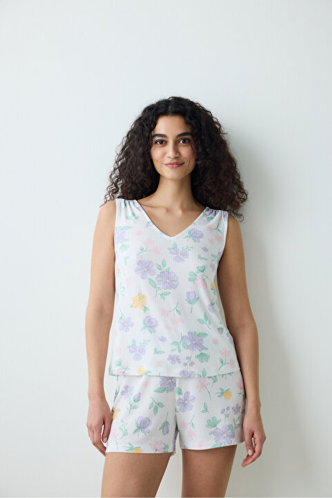 Penti Love More Printed Çok Renkli Atlet Pijama Üstü