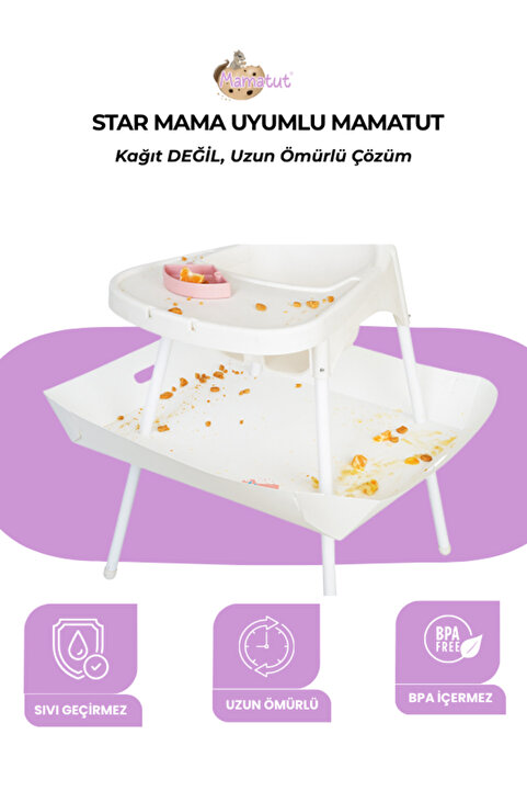 Mamatut Baby Plus Star Mama Mama Sandalyesi Uyumlu Mama Tutucu | SADECE Aparat - Sandalye Dahil Değildir | Su Geçirmez, Uzun Ömürlü, BPA İçermez