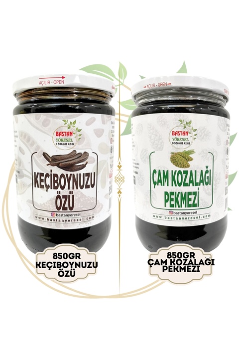 Baştan Yöresel 850gr Keçi Boynuzu Özü ve 850gr Çam Kozalağı Pekmezi