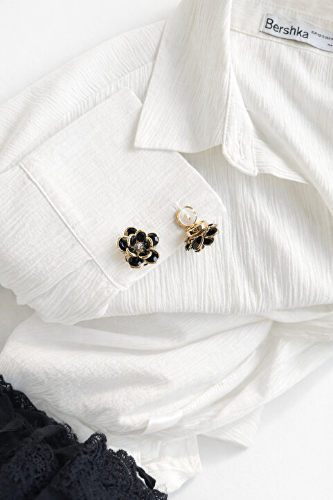 HOUSEKİ Gold Kaplama Renkli Çiçek Kol Düğmesi Düğün & Özel Gün Aksesuarı Cufflink
