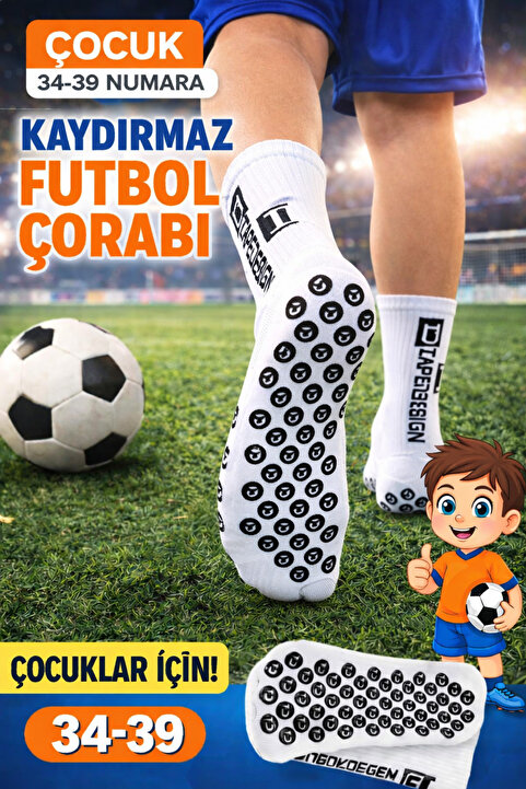 GAZELMANYA Çocuk Futbol Çorabı 1 Çift Çocuk Kaydırmaz Tabanlı Premium Ter Emici Futbol Konç Halısaha Çorap