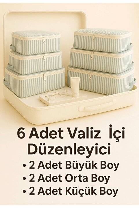 Genel Markalar Bebek 6'lı Desenli Fileli Bavul Valiz Içi Düzenleyici Hurç Organizer