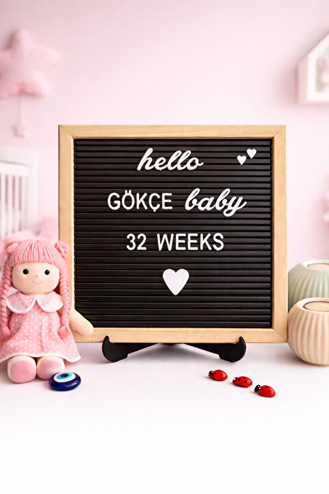 fikirstore Özelleştirilebilir Mesaj Panosu Ahşap Çerçeveli Siyah Zemin Beyaz Harf Setli Yazı Tahtası