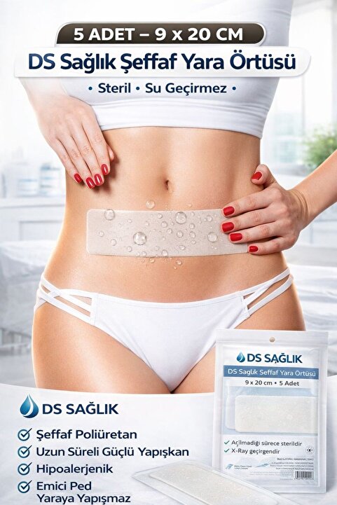 DS Sağlık Su Geçirmez Şeffaf Pu Film Yara Örtüsü - Banyo Bandı 9 cm-20 cm DS SAĞLIK 5 ADET