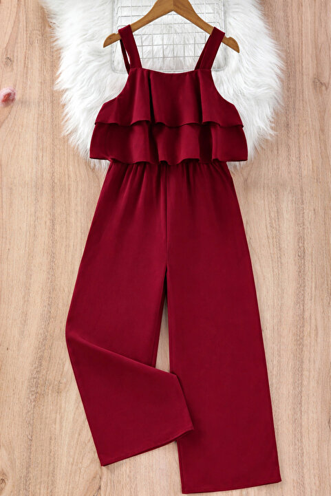 shop Bordo tulum pantolon fır fır detaylı yazlık ürün
