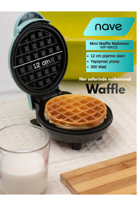 Nave WP-MK03 MINI WAFFLE MAKINESI TURKUAZ ÇAP 12CM