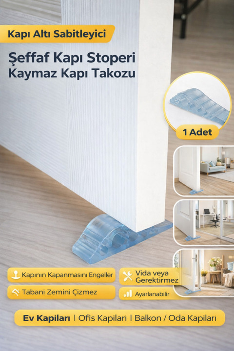 Hayveys Kapı Altı Sabitleyici Şeffaf Kapı Stoperi Kaymaz Kapı Takozu Rüzgar Önleyici