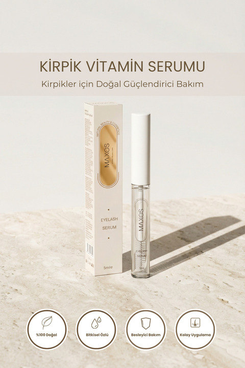 Maxos Kirpik Vitamin Serum Bitkisel Özlü, Besleyici Yumuşatıcı Uzatıcı Canlandırıcı