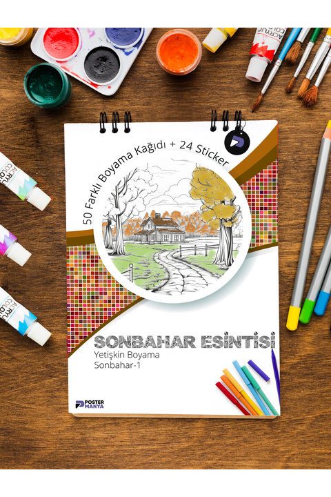Postermanya Sonbahar Esintisi Yetişkin Boyama Kitabı, Mandala Boyama Kitabı, Boyama Defteri, Boyama Sayfaları