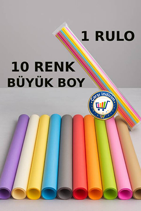 nistabolje Renkli 50x70 Cm Fon Kartonu 10 Renk (1 RULO) Büyük Boy