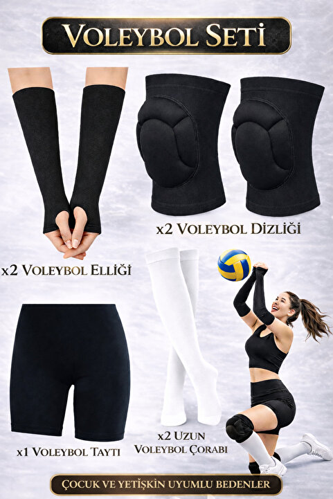 GAZELMANYA Voleybol Dizliği + Voleybol Taytı + Voleybol Elliği + Voleybol Çorabı 7 Parça Voleybol Seti Voleybol