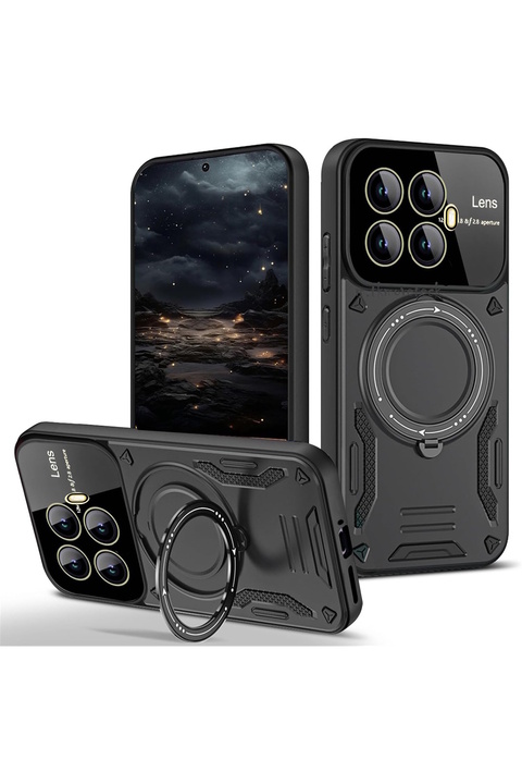 m.tk moveteck Mi 15T Pro Kılıf Magsafe Dönebilen Halkalı Standlı Kamera Lens Korumalı Gold Detaylı Military