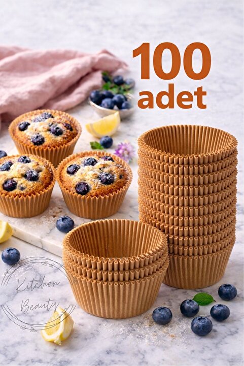 Kitchen Beauty 100 Adet Kraft Kağıt Kek Kapsülü | Muffin Cupcake Kek Kapsülü | 100'lü Kağıt Kek Kalıbı