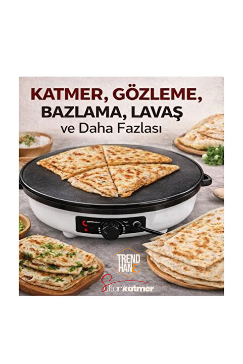 Trendhane Elektrikli katmer sacı Makinesi | Gözleme, Katmer, Bazlama, Lavaş İçin | Yapışmaz Yüzey l 50 cm alan