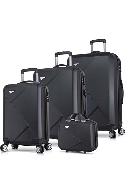 My Valice Diamond Abs Kabin Orta Büyük Ve Makyaj Boy Siyah 4'lü Travel Valiz Seti