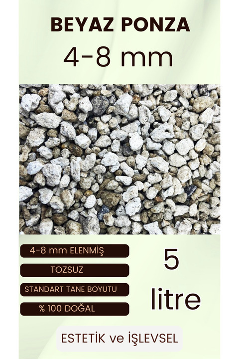 MF Botanik 4-8 Mm Ponza Taşı 5 Litre Volkanik Ponza Taşı Tarım Pomzası 5 Lt Paket