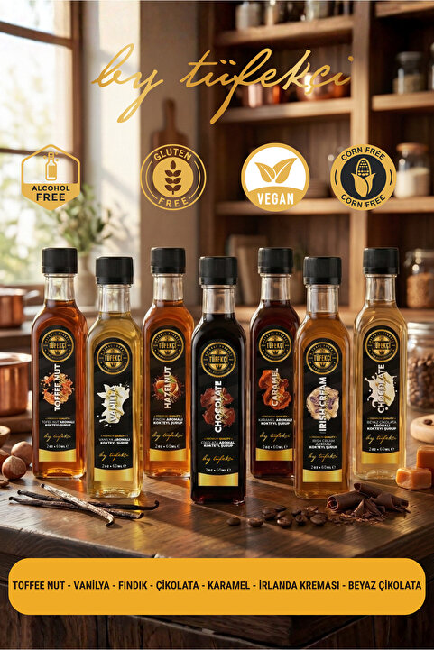 By Tüfekçi Kahve Şurubu 7’li Set | Yoğun Formül, Yüksek Aroma (7x60 ml) + 1 Adet Hediye