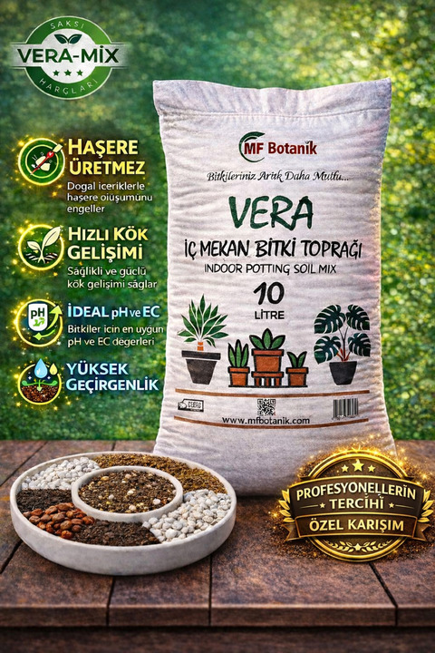 MF Botanik Vera Özel Karışım Iç Mekan Bitki Toprağı 10 Litre Çiçek Toprağı Toprak Harcı