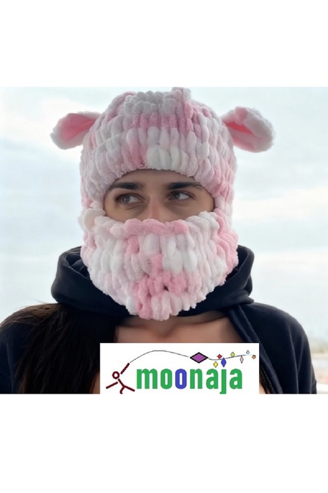 moonaja Wegh Bere Şapka - Rumi Balaklava Kar Maskesi - Puffy Kulaklı Maske Wegh Bere Weghrumi Maske
