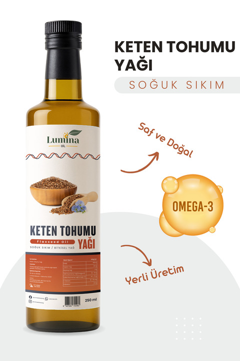 LUMİNAOİL %100 Soğuk Sıkım Keten Tohumu Yağı 250 ML | Saf ve Katkısız