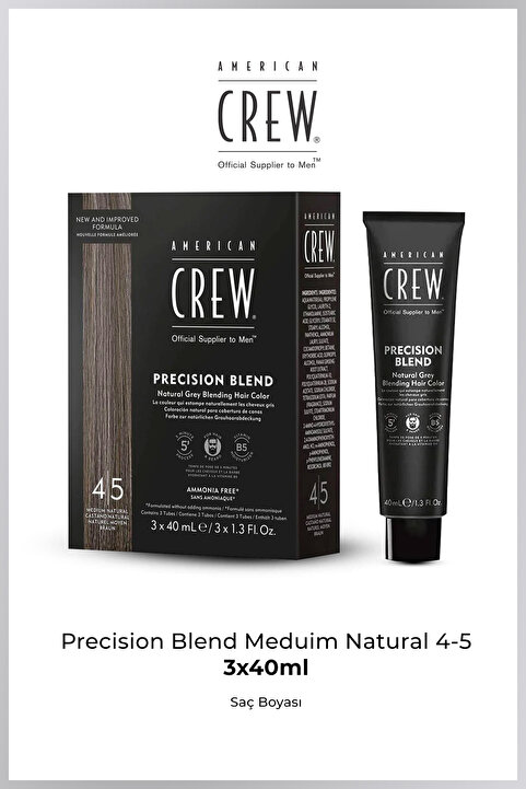American Crew Precision Blend 4-5 Medium Natural Erkek Saç Boyası Gri Kapatıcı Doğal Görünüm / Gray Blending Hair Color 3 x 40 ml