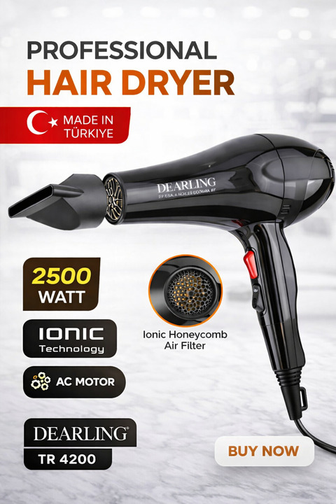 Dearling Profesyonel 4200 Saç Kurutma 2500 W Fön Makinesi Saç Düzleştirici (2 YIL GARANTİLİ)