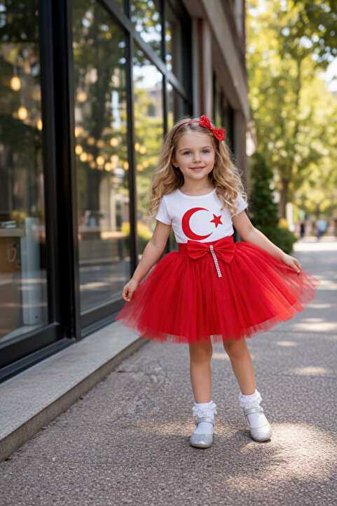Parti Selesi T-shirt Ve Tüttü Etek 23 Nisan 29 Ekim 19 Mayıs Doğum Günü ve Parti Kıyafeti