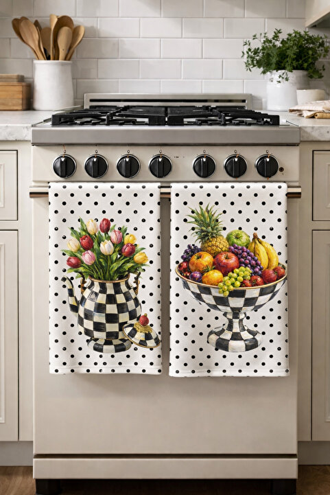 Pilloveland Desenli Mutfak Havlusu (2’li Set) | 30×50 cm - Dama