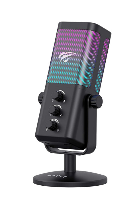 Havit GK65 RGB Profesyonel Yayıncı Mikrofonu 192kHz 24Bit Hi-Fi Dahili Ses Kartlı