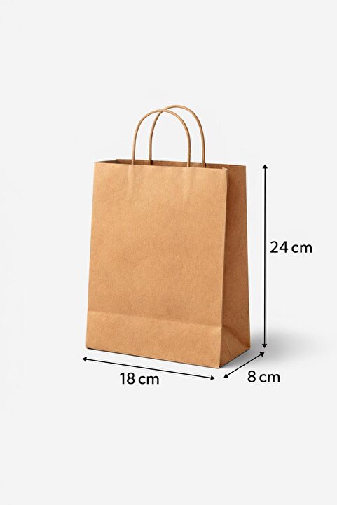 Asude Kraft Saplı Karton Çanta 50 Adet 18x9x24 kağıt saplı