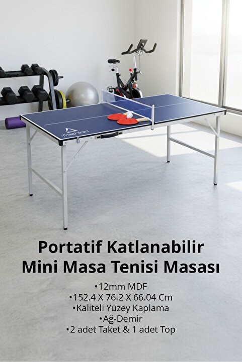 Saule T‑216 Portatif Katlanabilir Mini Masa Tenisi Masası | 152,4×76,2×66,04 cm | 12mm MDF | Ağ & Demir