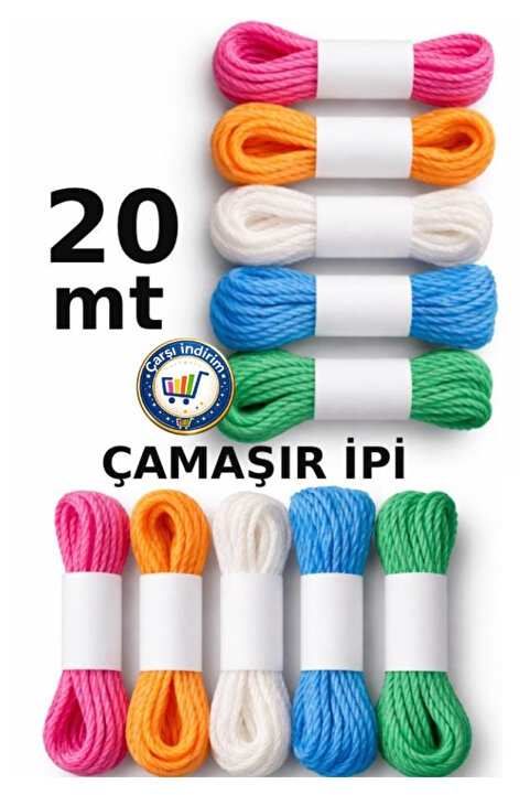 nistabolje Naylon Çamaşır İpi 20 Mt Çok Amaçlı İp Çamaşır Kurutma İpi
