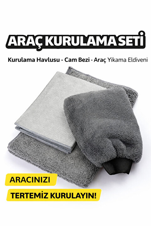 DAT35 NewYorkDry Mikrofiber Oto Temizlik Seti – Kurulama Havlusu Cam Bezi Araba Yıkama Eldiveni