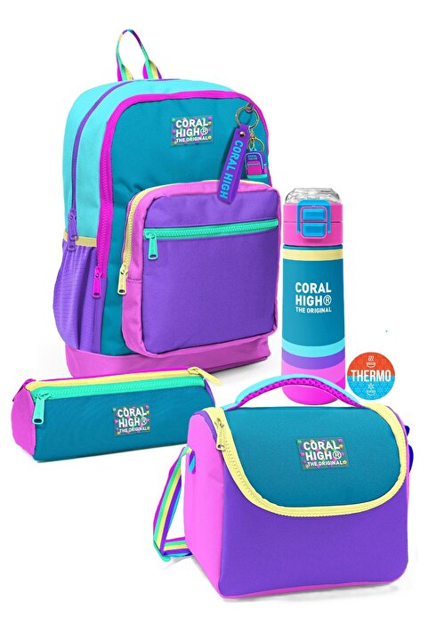 Coral High Kids pastel Desenli 4'lü okul Çantası SET