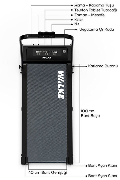 Walke W-fit Bluetoothlu Uygulamalı Uzaktan Kumandalı Koşu Bandı Yürüyüş Bandı