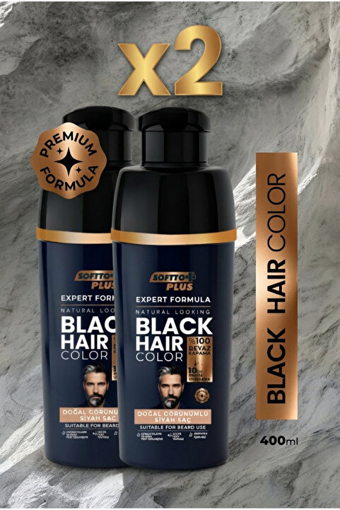 Softto Plus Expert Men Black Hair Color – Siyah / 2 Adet / Geliştirilmiş Formül / Doğal Görünüm