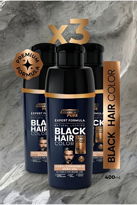 Softto Plus Expert Men Black Hair Color – Siyah / 3 Adet / Geliştirilmiş Formül / Doğal Görünüm