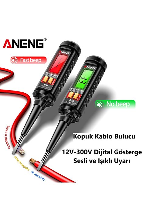 DUHALINE LCD Ekranlı Dijital Kontrol Kalemi ANENG 12V-300V Sesli/Işıklı Uyarı Faz/Nötr-Kablo Kopukluk Bulucu