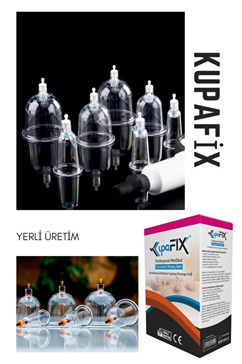 KUPAFİX 12 Li Hacamat Seti, Hacamat Kupası Ve Masaj Seti 1. KALİTE 12 li