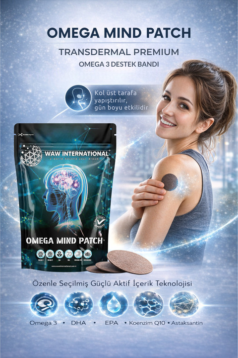 waw international Omega Mind Patch - Hafıza ve odaklanma İçin Omega 3 Desteği, Beyin Fonksiyonlarını Güçlendirici bant