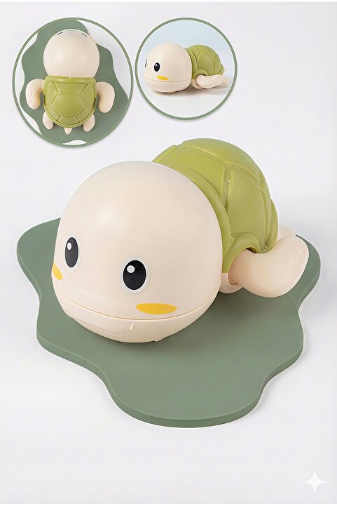 Circle Toys Kurmalı Kaplumbağa Bebek Banyo Oyuncağı – Suda Yüzen, Su Oyuncağı - Yeşil Kaplumbağa