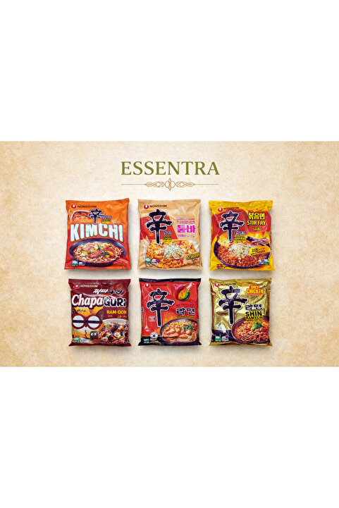 Essentra Home ESSENTRA 6’lı Ekonomik Kimchi Aromalı Hazır Noodle 140g – Acılı Kore Noodles E,A