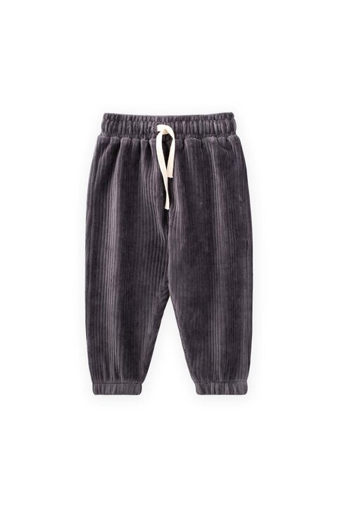 Cigit Fitilli Kadife Jogger Pantolon 1-10 Yaş Füme