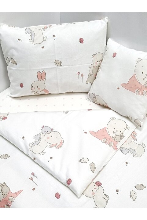 Yada Baby %100 Pamuklu Kumaştan Bebek 6 Parça Yorgan Ve Nevresim Takımı & Uyku Seti (70 X 120 CM)