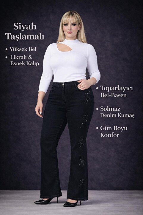 EYLÜLXXL İSPANYOL PAÇA BÜYÜK BEDEN JEANS PANTOLON