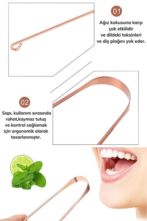 Canderel Metal Gold Dil Temizleme Dil Sıyırıcı Dil Temizleyici Paslanmaz Hijyenik Plak Temizleme Aparatı