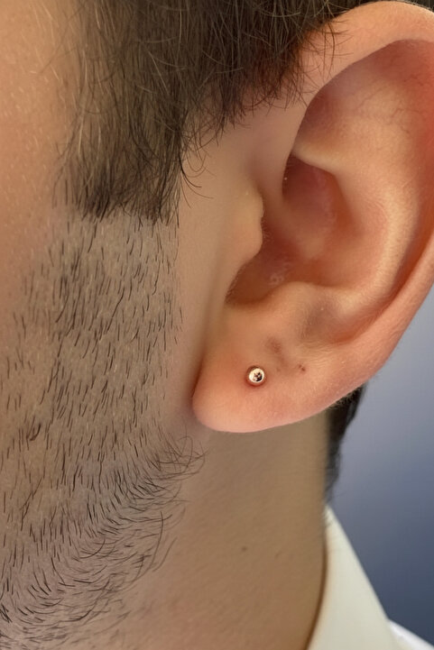ZÜMRÜT SARRAF 14 Ayar Altın Erkek Top Küpe 3 mm