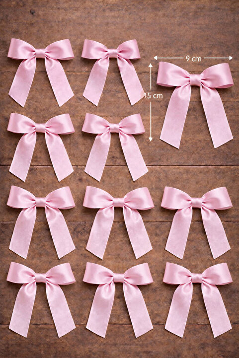edalle 25 Adet (20mm) Pembe Hazır Saten Büyük Fiyonk Hazırlanmış Süsleme Kurdelesi Hediyelik ve Hobi Malzeme