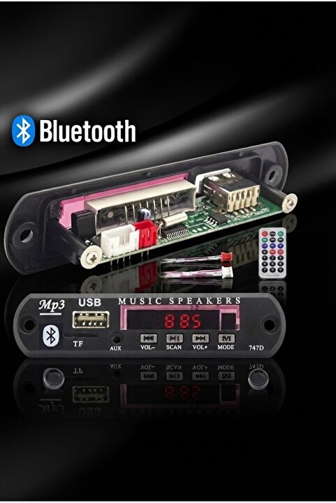 Derwell Yeni 2026 Bluetoothlu Araç Oto Teyp Aux Usb Sd Mikrofonlu Dönüştürücü Çevirici Mp3 Modülü Board Kart