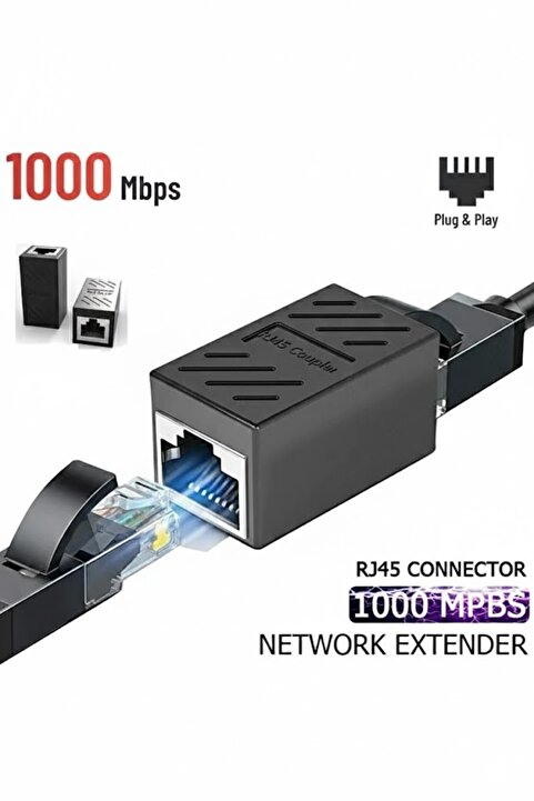 Derwell Gigabit Destekli Rj45 Dişi Dişi Cat5e/cat6/7/8 Ethernet Internet Lan Ağı Birleştirici Ara Aparatı